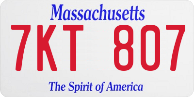MA license plate 7KT807