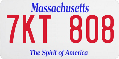 MA license plate 7KT808