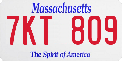 MA license plate 7KT809