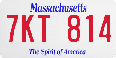 MA license plate 7KT814