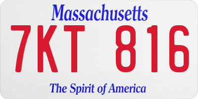 MA license plate 7KT816