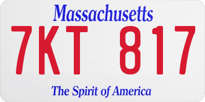 MA license plate 7KT817