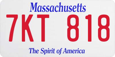 MA license plate 7KT818