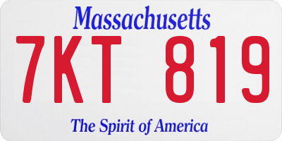 MA license plate 7KT819