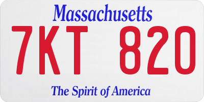 MA license plate 7KT820