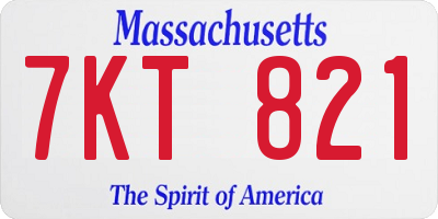 MA license plate 7KT821