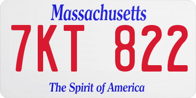 MA license plate 7KT822