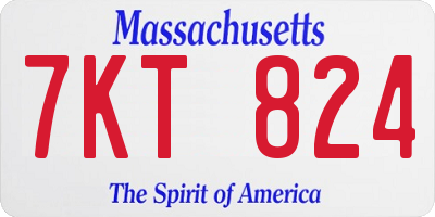MA license plate 7KT824