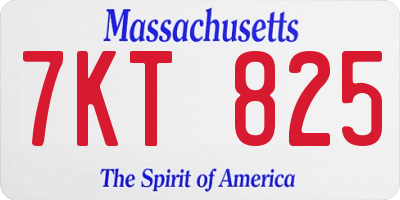 MA license plate 7KT825