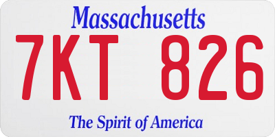 MA license plate 7KT826