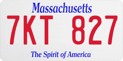 MA license plate 7KT827