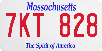 MA license plate 7KT828