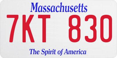 MA license plate 7KT830