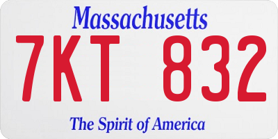 MA license plate 7KT832
