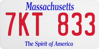 MA license plate 7KT833
