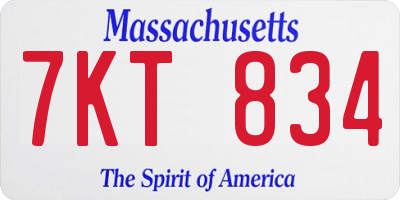 MA license plate 7KT834
