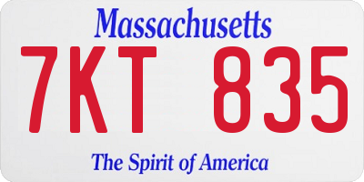 MA license plate 7KT835