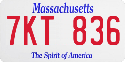MA license plate 7KT836