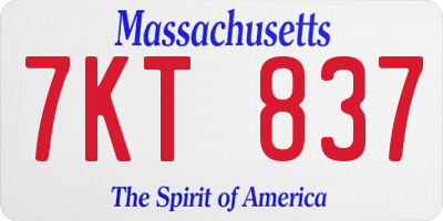 MA license plate 7KT837
