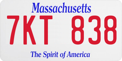 MA license plate 7KT838