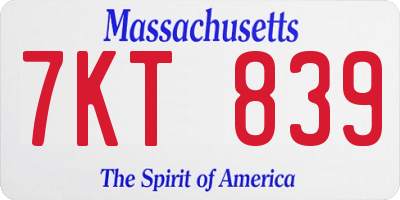 MA license plate 7KT839