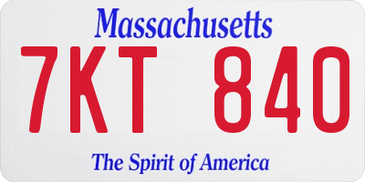 MA license plate 7KT840