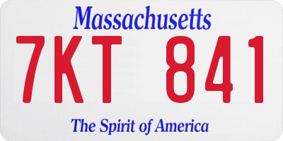 MA license plate 7KT841
