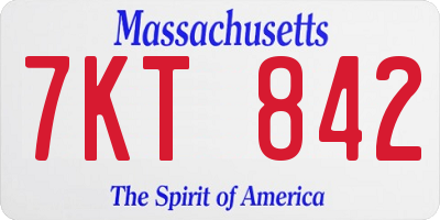 MA license plate 7KT842