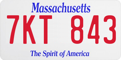 MA license plate 7KT843