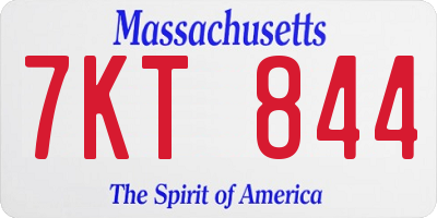 MA license plate 7KT844