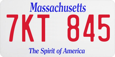 MA license plate 7KT845