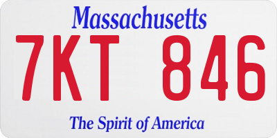 MA license plate 7KT846
