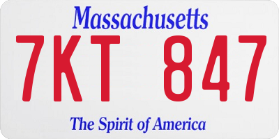 MA license plate 7KT847