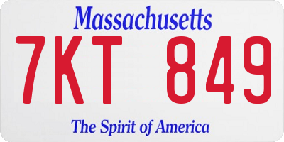 MA license plate 7KT849