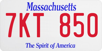MA license plate 7KT850
