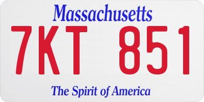 MA license plate 7KT851