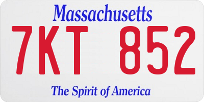 MA license plate 7KT852