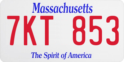 MA license plate 7KT853