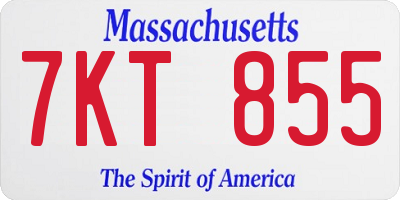 MA license plate 7KT855
