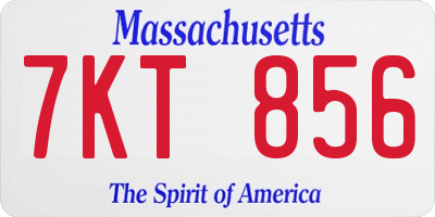 MA license plate 7KT856