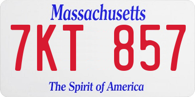 MA license plate 7KT857