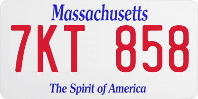 MA license plate 7KT858