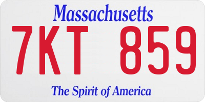 MA license plate 7KT859