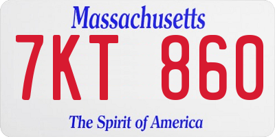 MA license plate 7KT860