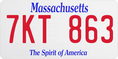 MA license plate 7KT863