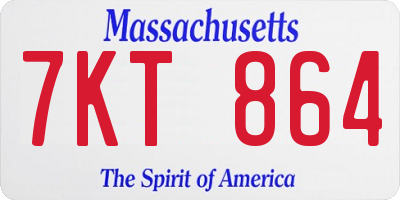 MA license plate 7KT864