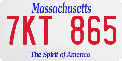 MA license plate 7KT865
