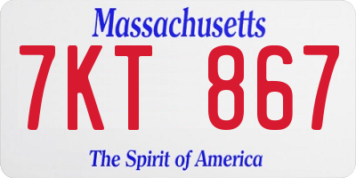 MA license plate 7KT867