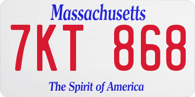 MA license plate 7KT868