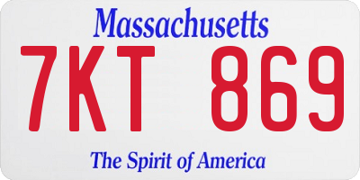 MA license plate 7KT869